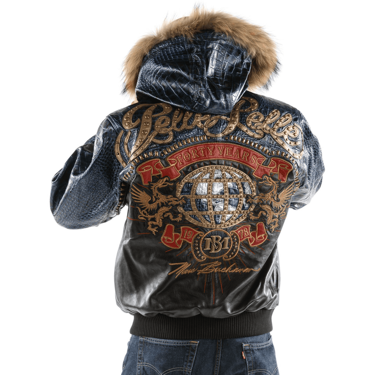 Pelle Pelle Forty Years Black and Blue MB Leather Jacket