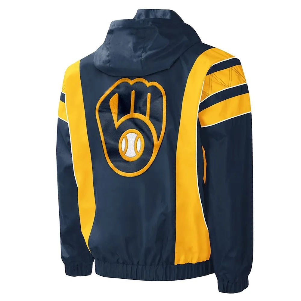 Impact Milwaukee Brewers Half-Zip Hoodie Jacket - back view