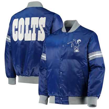 Indianapolis Colts Historic Logo Royal Satin Jacket - side view