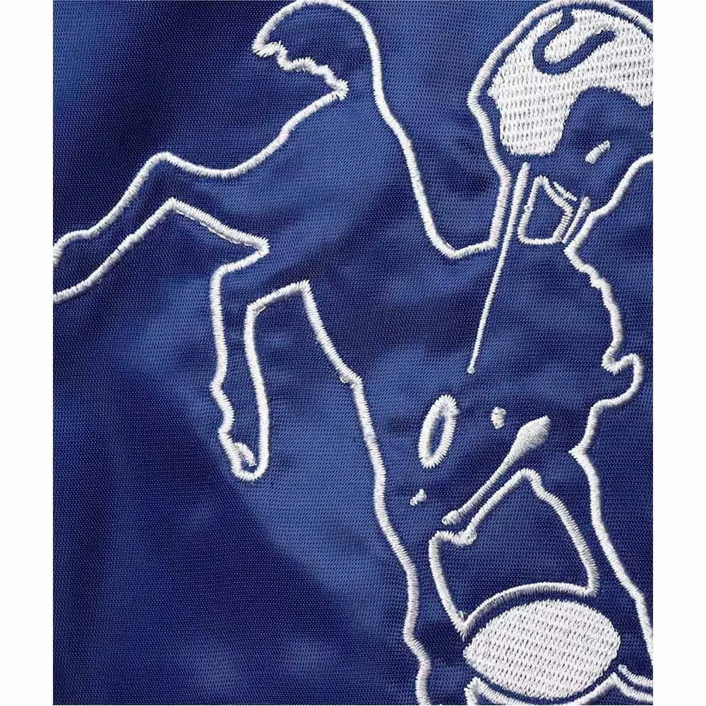 Indianapolis Colts Historic Logo Royal Satin Jacket - detail view