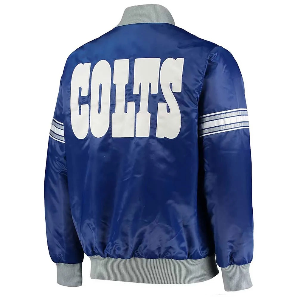 Indianapolis Colts Historic Logo Royal Satin Jacket - back view