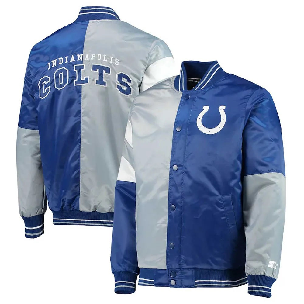 Indianapolis Colts Leader Varsity Satin Jacket - back view