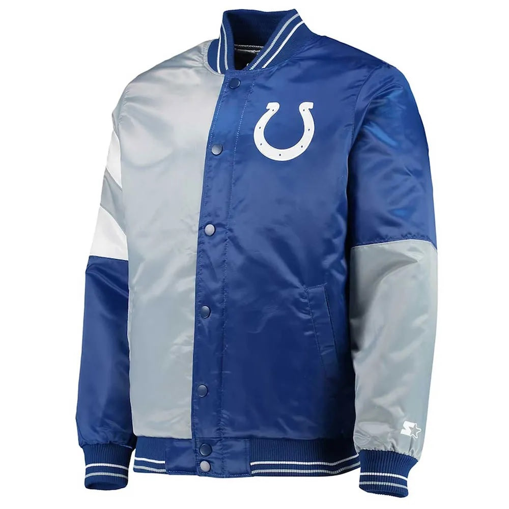 Indianapolis Colts Leader Varsity Satin Jacket - side view
