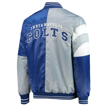 Indianapolis Colts Leader Varsity Satin Jacket - detail view