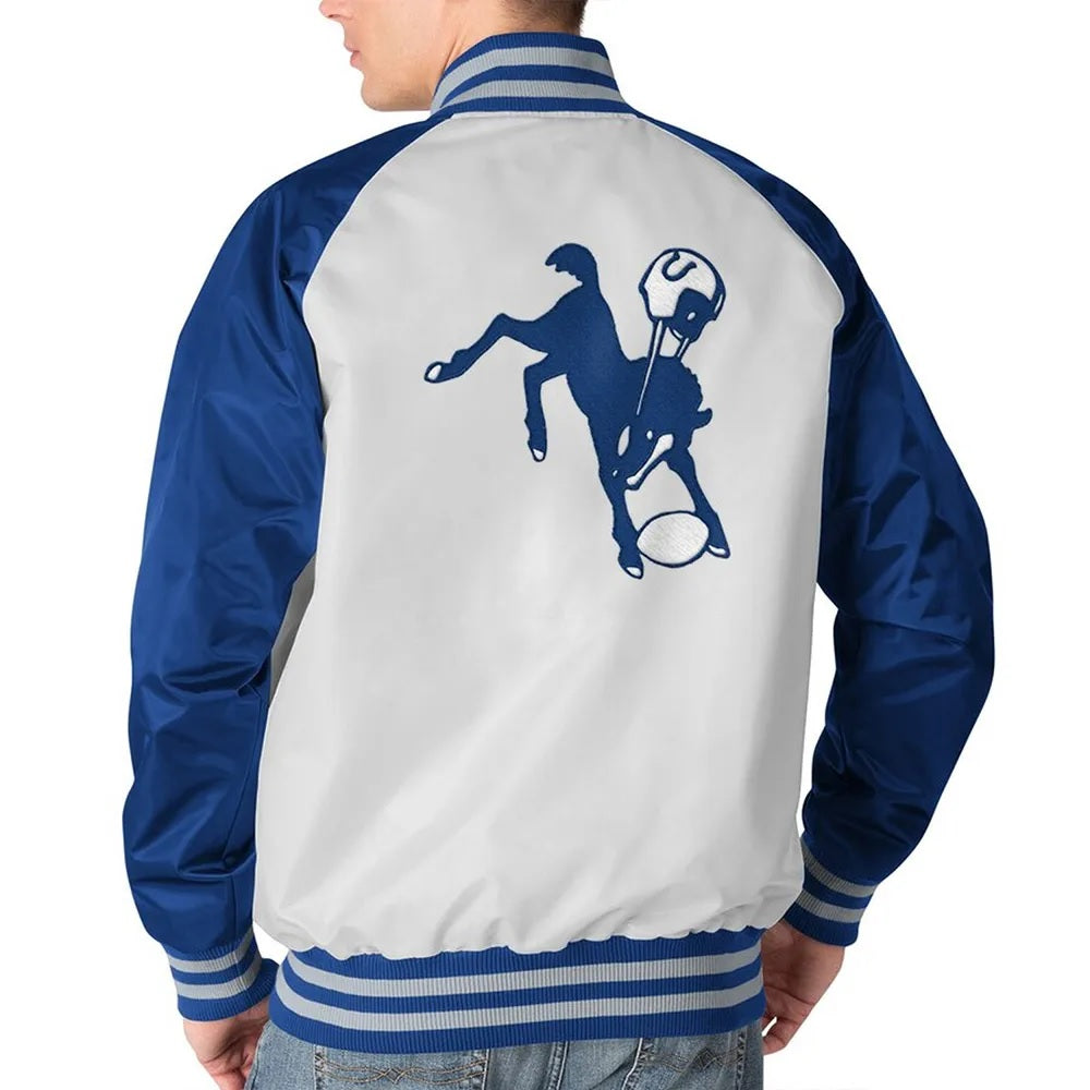 Indianapolis Colts Throwback Varsity Satin Jacket - back view