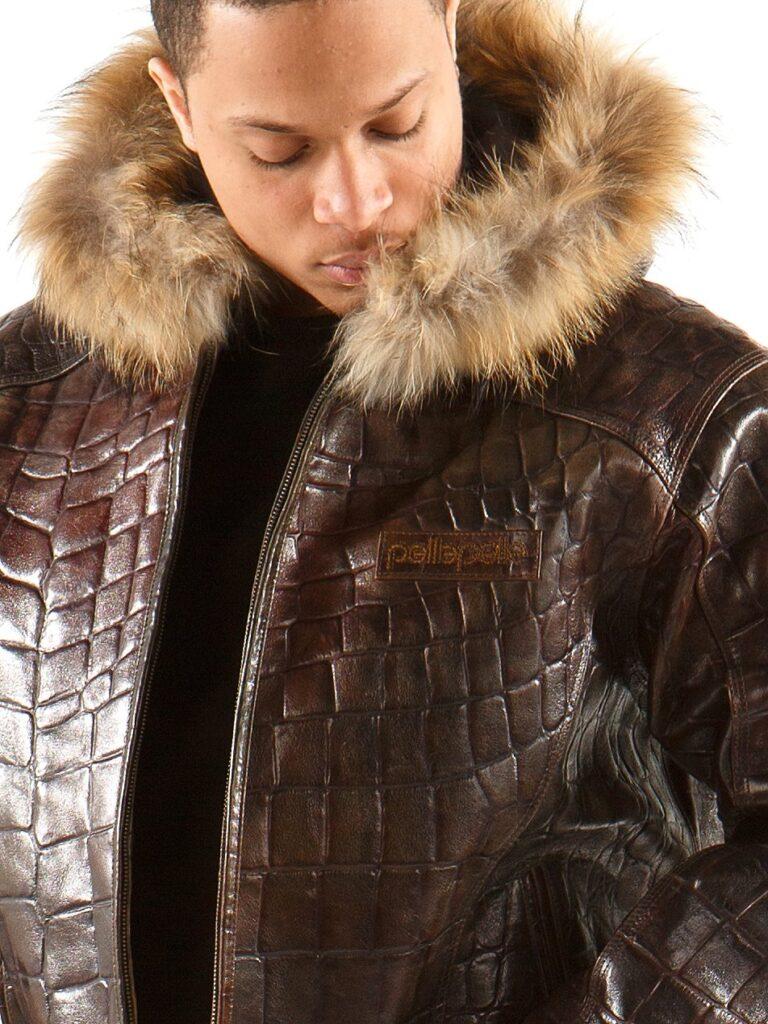 Pelle Pelle Crocodile Skin Brown Jacket - side view