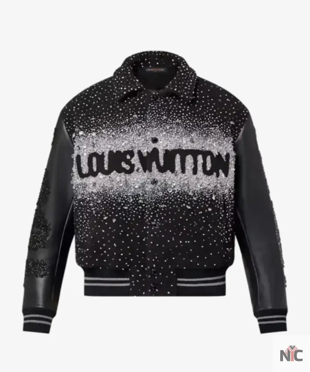 J-hope X Louis Vuitton Black Varsity Jacket Clanton Jacket
