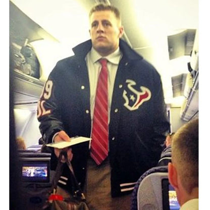 JJ Watt Houston Texas Varsity Black Jacket - back view