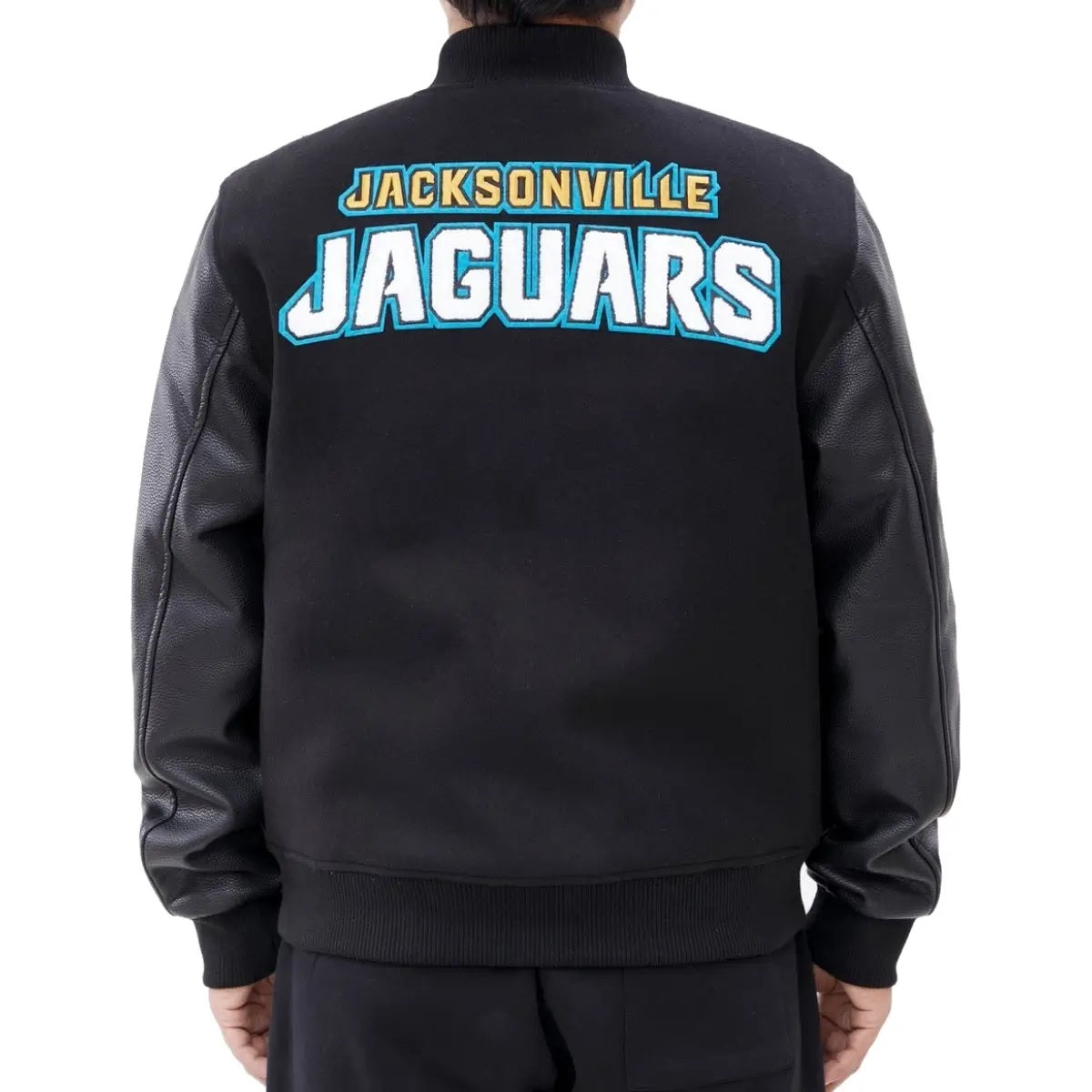 Jacksonville Jaguars Classic Rib Wool and Leather Jacket - back view