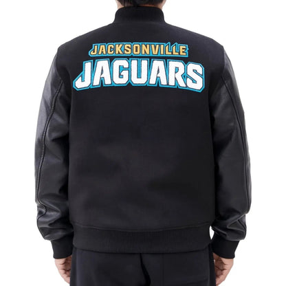 Jacksonville Jaguars Classic Rib Wool and Leather Jacket - back view