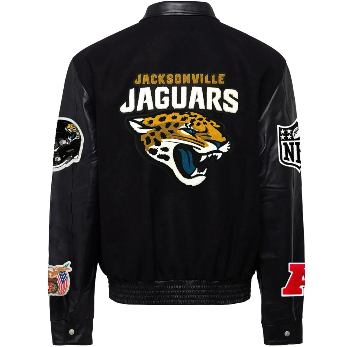 Jacksonville Jaguars Jeff Hamilton Wool and Leather Jacket - back view