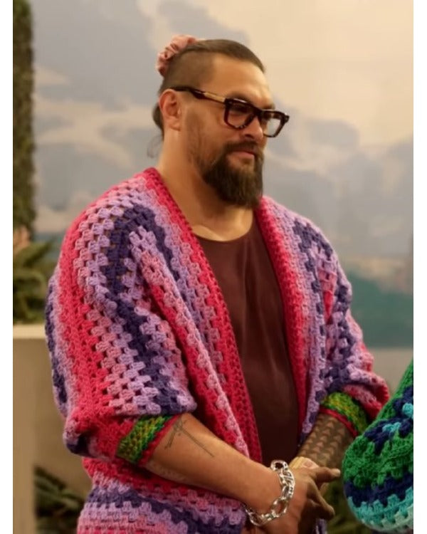 Jason Momoa Multicolor Crochet Cardigan - front view