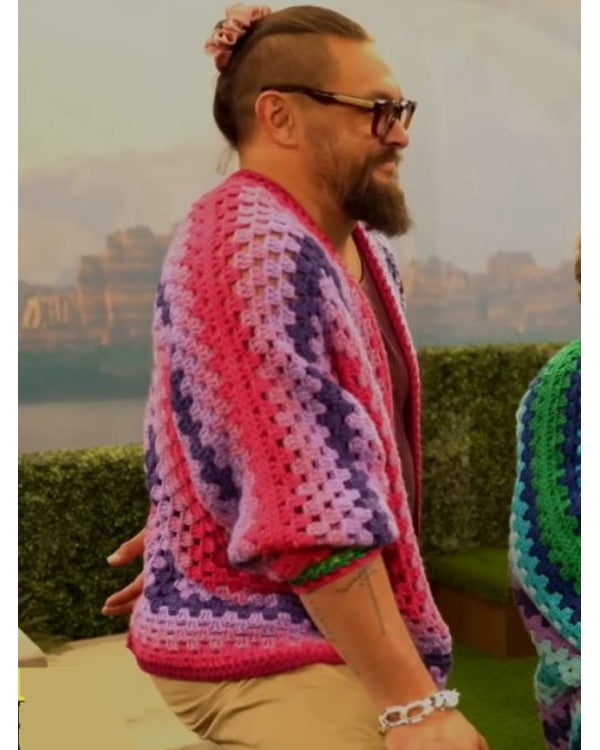 Jason Momoa Multicolor Crochet Cardigan - side view