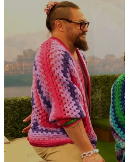Jason Momoa Multicolor Crochet Cardigan - side view