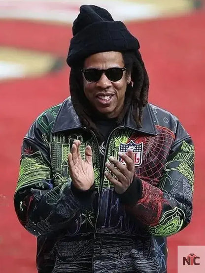Jay-z Super Bowl 2024 Las Vegas Print Leather Jacket Clanton Jacket