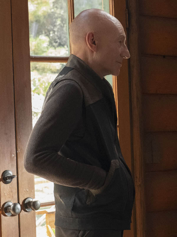 Jean-Luc Picard Star Trek Picard Black Cotton Vest - detail view