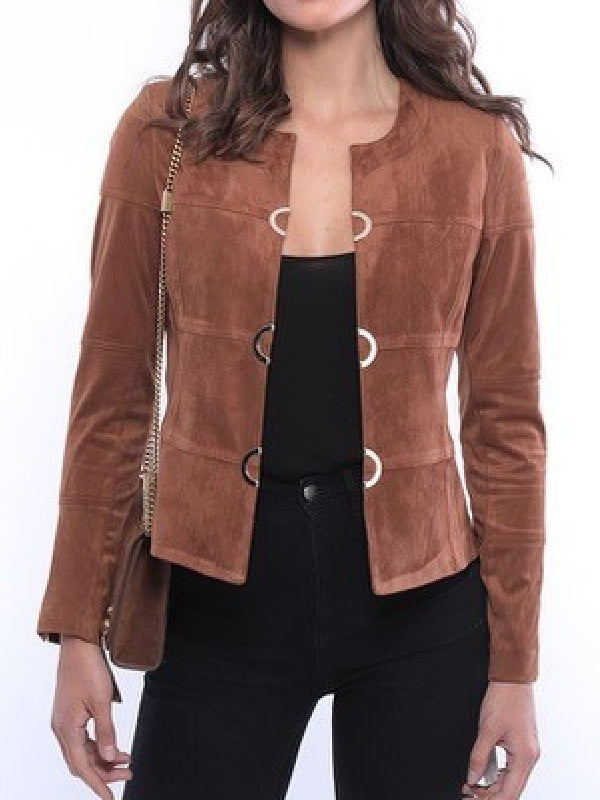 Jessica Steen Heartland S20 Brown Faux Suede Jacket - view 2