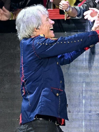Jon Bon Jovi Wembley Stadium Blue Military Jacket - front view