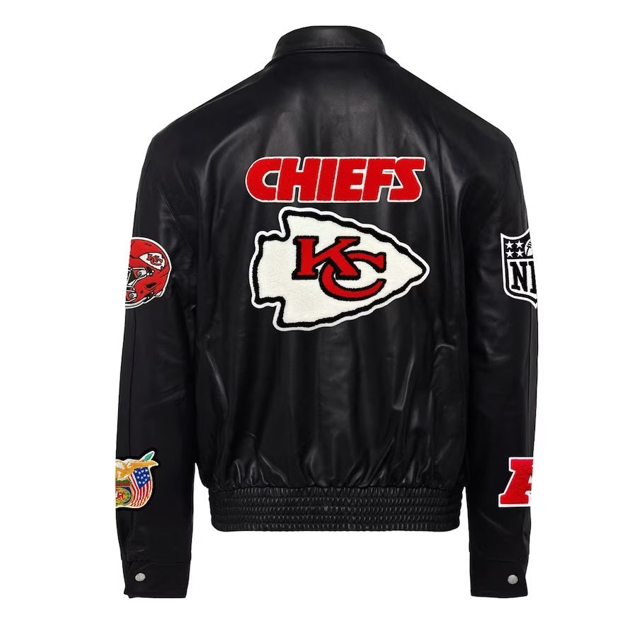 Kansas City Chiefs Jeff Hamilton Black Leather Jacket - back view