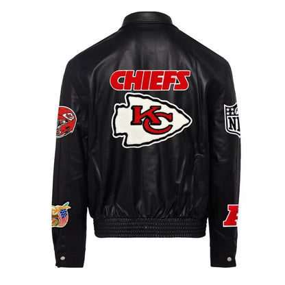 Kansas City Chiefs Jeff Hamilton Black Leather Jacket - back view