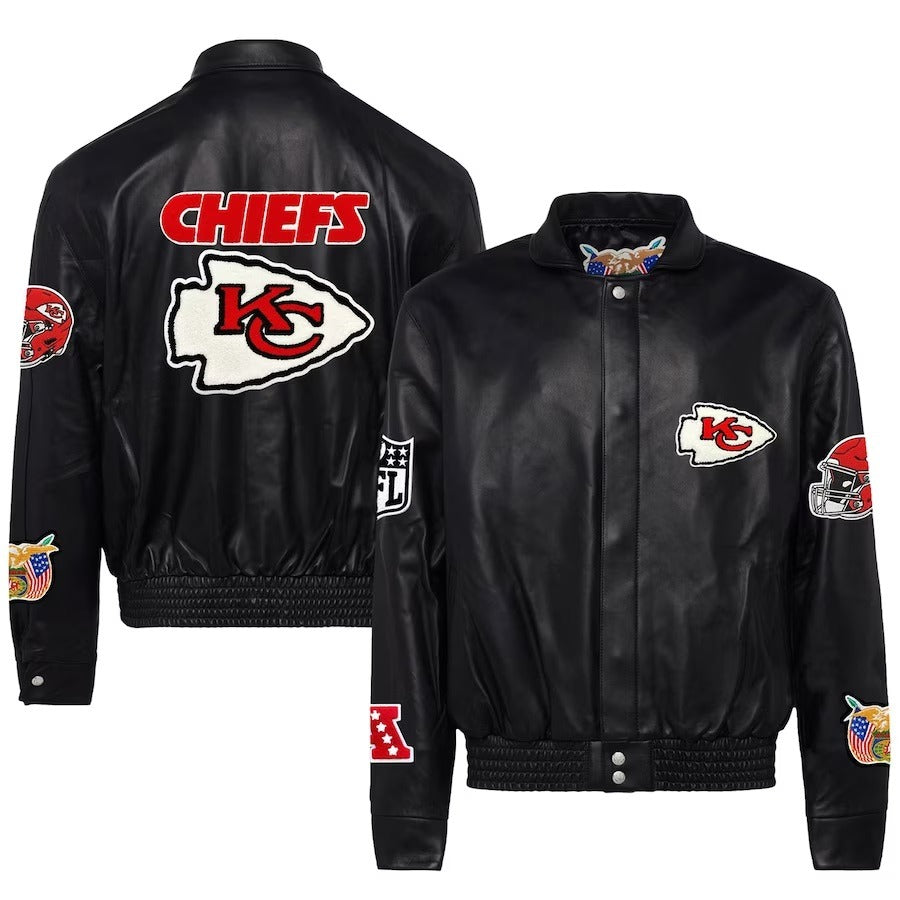 Kansas City Chiefs Jeff Hamilton Black Leather Jacket - side view