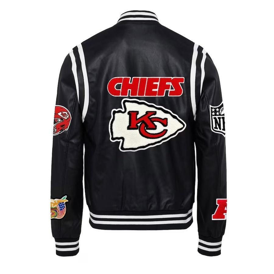 Kansas City Chiefs Jeff Hamilton Black Vegan Leather Jacket - back view
