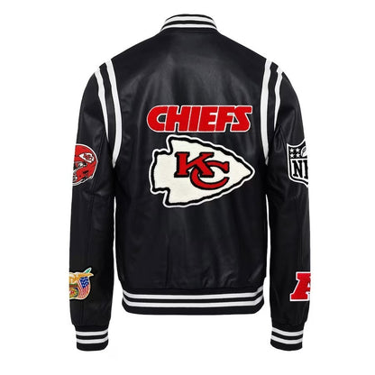 Kansas City Chiefs Jeff Hamilton Black Vegan Leather Jacket - back view