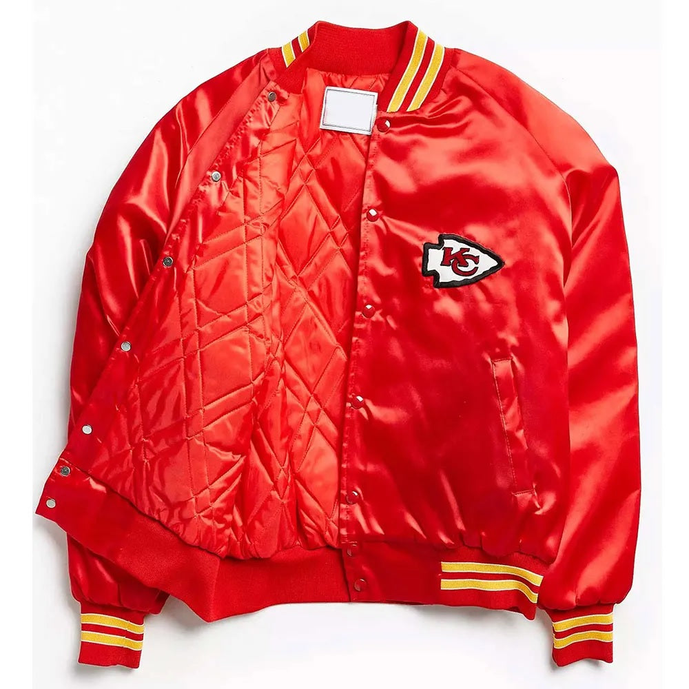 Kansas City Chiefs Varsity Red Satin Jacket - back view