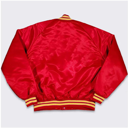 Kansas City Chiefs Varsity Red Satin Jacket - side view