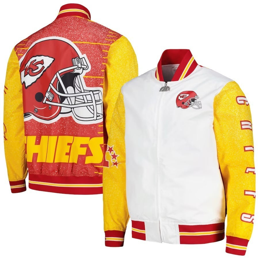 Kansas City Chiefs White Team Burst Warm-Up Jacket - side view