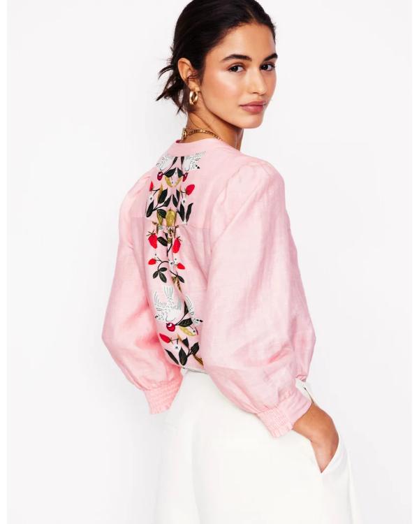 Claire Rushbrook Marble Hall Murders Pink Embroidered Top - back view