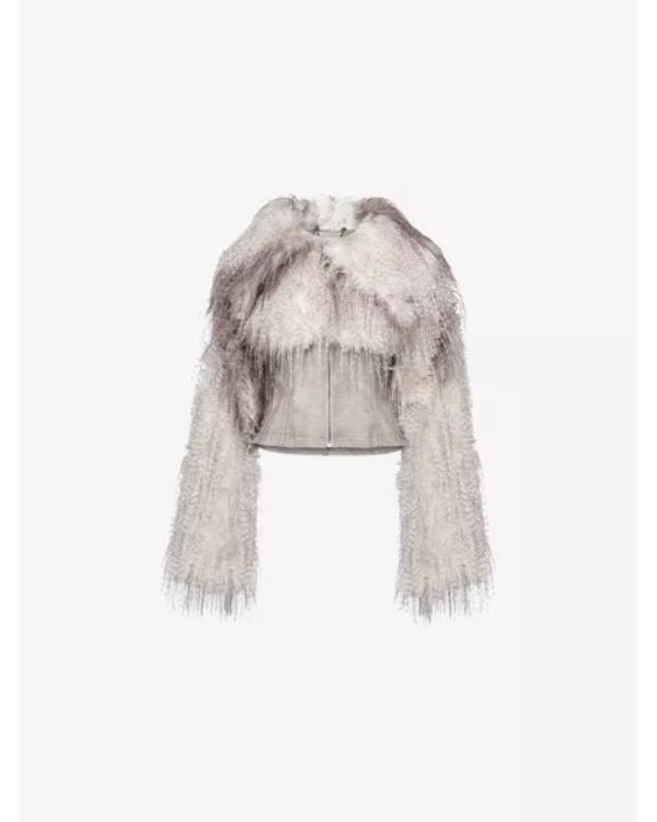 Ted Lasso S04 Juno Temple Faux Fur Lace Up Leather Jacket - view 5