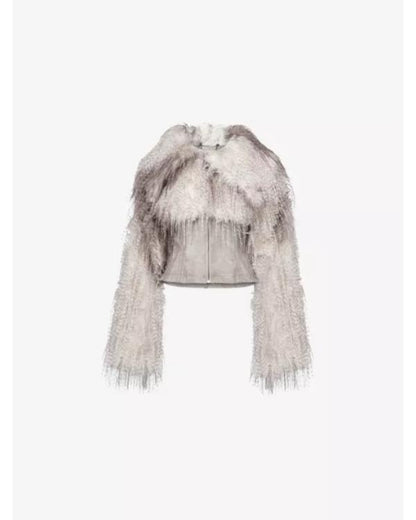 Ted Lasso S04 Juno Temple Faux Fur Lace Up Leather Jacket - view 5