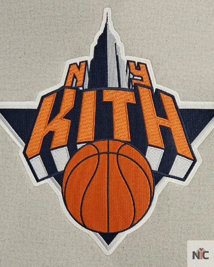 Kith For The New York Knicks Empire Grey Wool Coaches Jacket Clanton Jacket