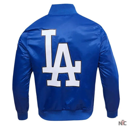 LA Dodgers Big Logo Blue Satin Jacket Clanton Jacket