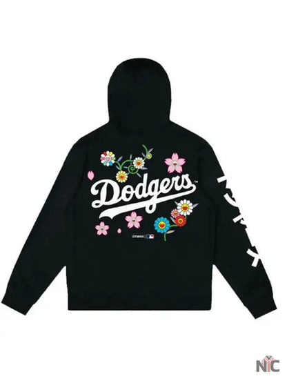 LA Dodgers Floral Black Hoodie Clanton Jacket