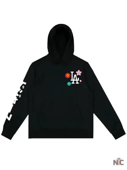 LA Dodgers Floral Black Hoodie Clanton Jacket