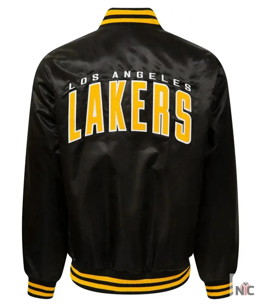 LA Lakers Black Bomber Wordmark Jacket Clanton Jacket