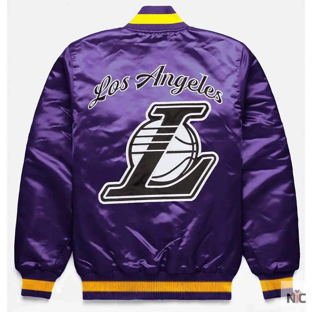 LA Lakers Exclusive Purple Satin Jacket Clanton Jacket