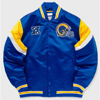 LA Rams Heavyweight Royal Satin Jacket - back view