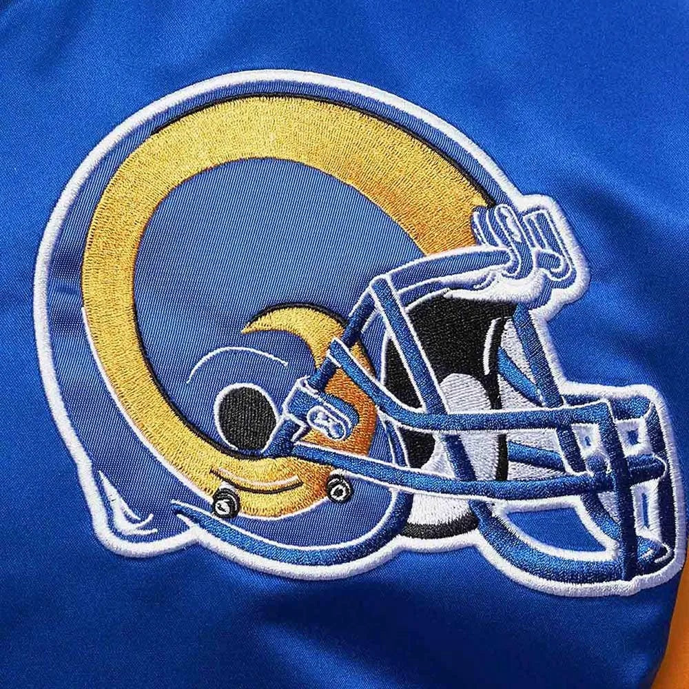 LA Rams Heavyweight Royal Satin Jacket - side view