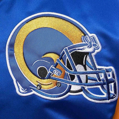LA Rams Heavyweight Royal Satin Jacket - side view