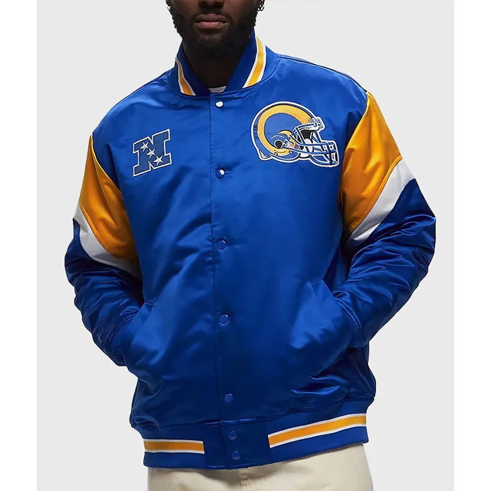 LA Rams Heavyweight Royal Satin Jacket - detail view