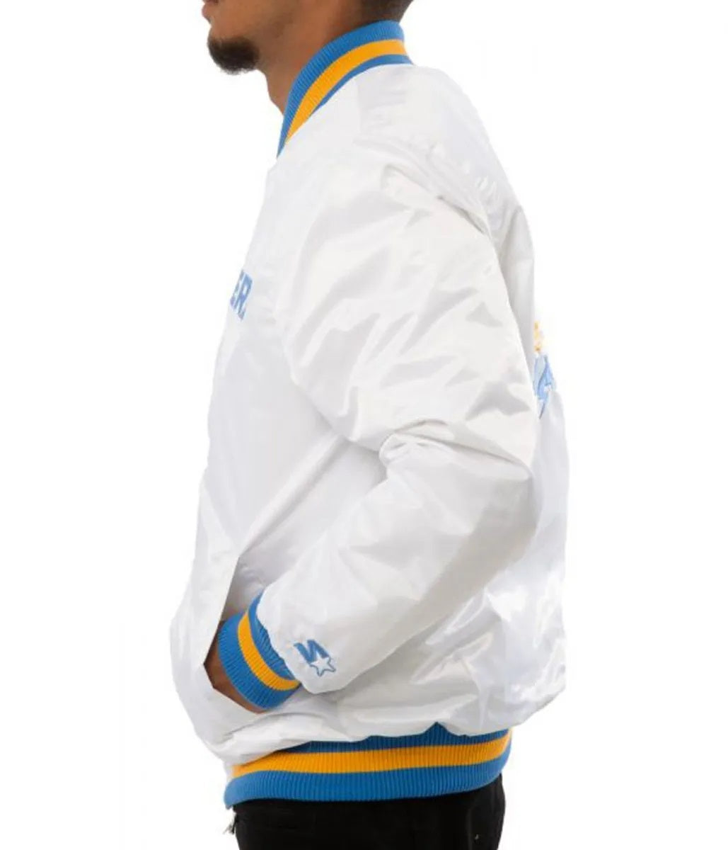 LA Chargers Bomber Blue And White Jacket