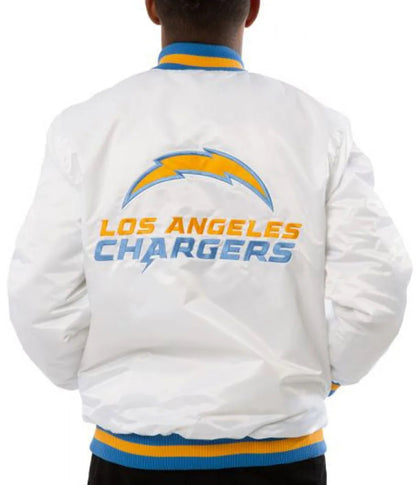 LA Chargers Bomber Blue And White Jacket