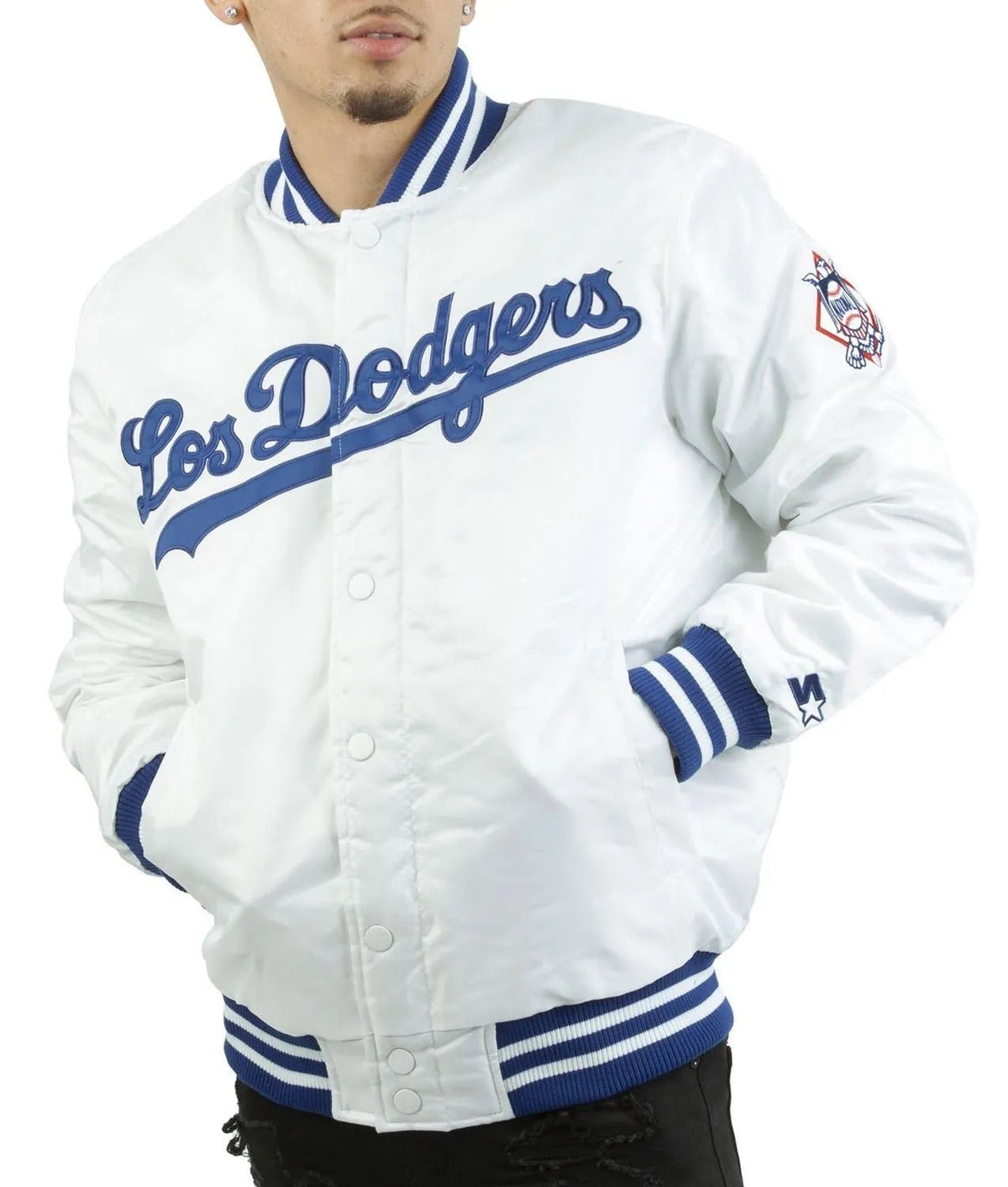 LA Dodgers National Blue Satin Varsity Jacket