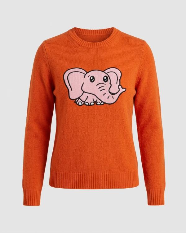 Lane Kim Gilmore Girls Season 3 Elephant Print Orange Sweater - front view
