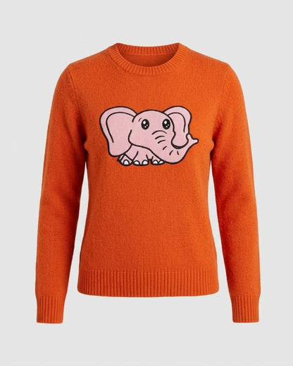 Lane Kim Gilmore Girls Season 3 Elephant Print Orange Sweater - front view