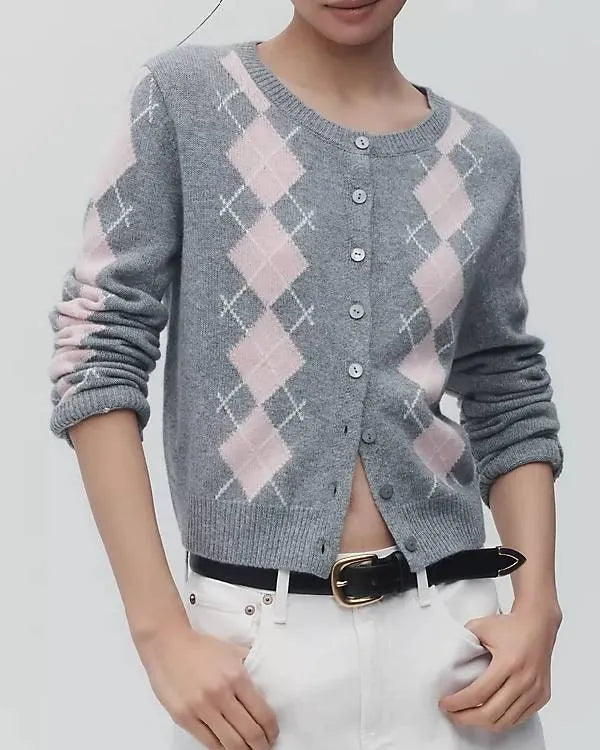 Leanne Kristen Johnston Grey and Pink Cardigan