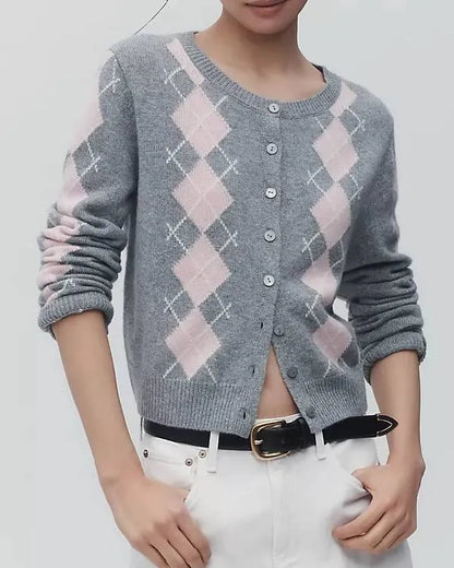 Leanne Kristen Johnston Grey and Pink Cardigan
